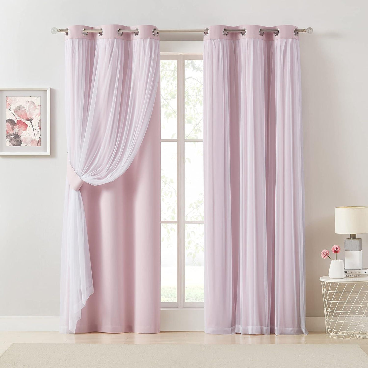 European Luxury Nordic Princess Style Double Layer Sheer Curtain, Elegant Bedroom Living Room Balcony Drapes, 1pc Cloth Window Covering, Home Textile, Home Decoration Curtain, Home Decorative Curtain