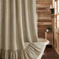 Farmhouse Shower Curtain Ruffle Linen Beige 72" W x 72" L