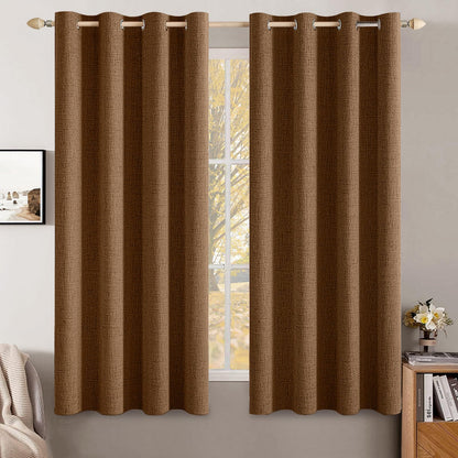 MIULEE 100% Blackout Linen Curtains for Bedroom 52x90 Inches Natural Beige