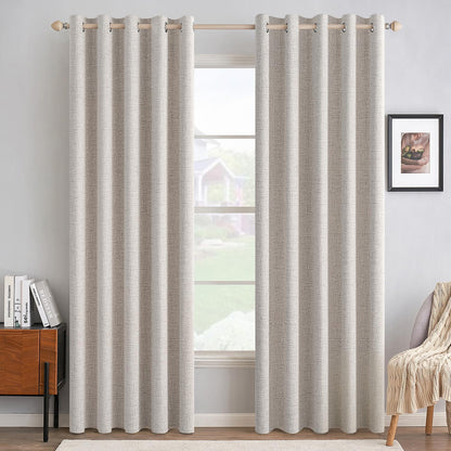 MIULEE 100% Blackout Linen Curtains for Bedroom 52x90 Inches Natural Beige