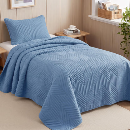 Exclusivo Mezcla Ultrasonic Full Queen Quilt Bedding Set, Beige Cream