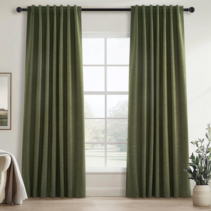 Topfinel Cream Linen Blackout Curtains 84 Inch Long for Bedroom Living Room, Ivory Pinch Pleat Back Tab Full Blackout Drapes Farmhouse Boho Curtains for Window, White Neutral Curtains 52" X 84" 7 FT