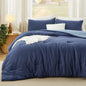 Bedsure Queen Comforter Set Prewashed Soft Bedding Set 3Pcs Cream 90"x90"