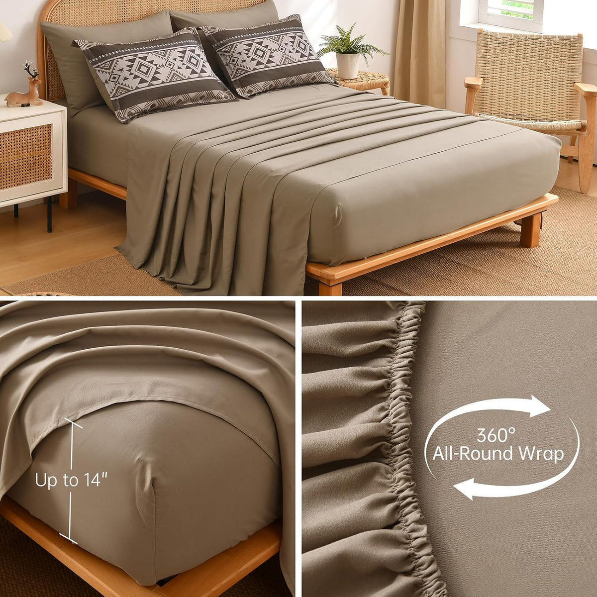 Anibedding Brown Full Size Comforter Set, 7 Pieces Boho Western Bedding Set