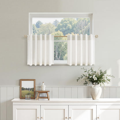 Nanspring Linen Kitchen Window Curtains Over Sink for Cafe 36x36 Inch Cream