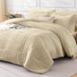 FreshCulture Comforter Set Seersucker 7 Pieces, All Season Bedding Set Queen, Bed in a Bag Comforter Set with 1 Comforter, 1 Flat Sheet, 1 Fitted Sheet, 2 Pillowcases and 2 Pillow Shams, Dark Grey