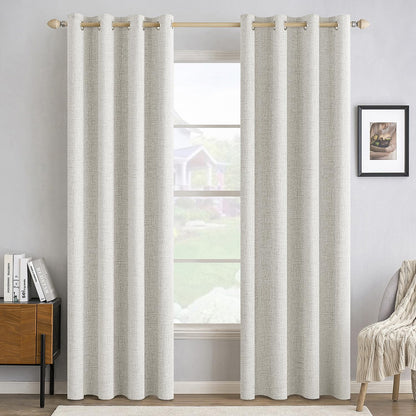 MIULEE 100% Blackout Linen Curtains for Bedroom 52x90 Inches Natural Beige