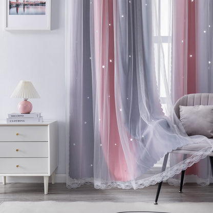 XiDi Curtains for Girls Bedroom Decor, Rainbow Blackout Curtains for Kids/Little Girl Room Decor, Unicorn Wall Decals,Pink Purple Green,63 x 34 inches,1 Panel
