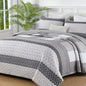 WONGS BEDDING Grey Queen Size Quilt Set, Boho Striped Bedspread