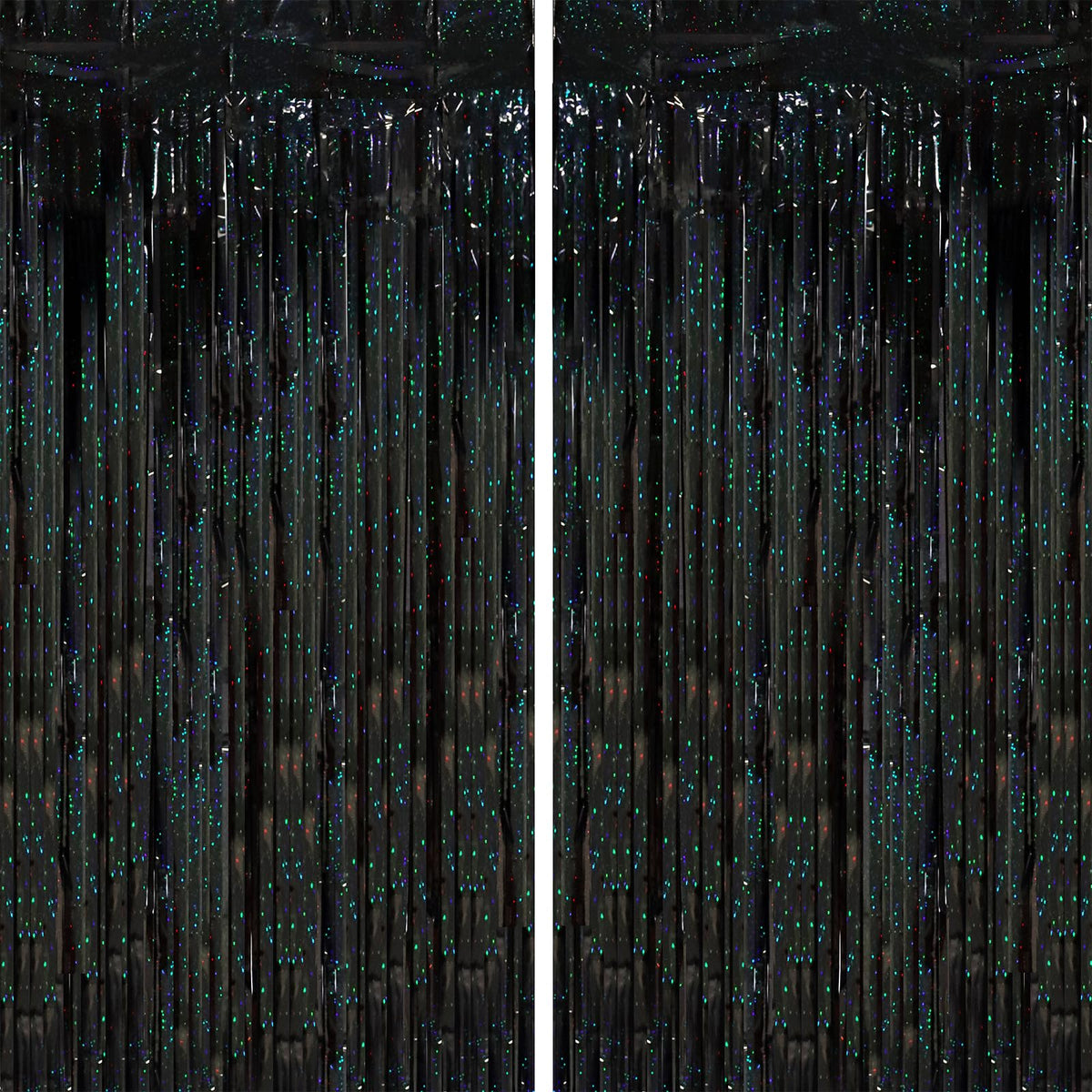 Voircoloria Laser Pink Foil Fringe Backdrop Curtains,3.3x6.6ft, 2 Pack