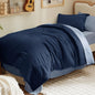 Bedsure Blue Bedding Set Queen Bed in a Bag Contrasting Bed 7 Pieces