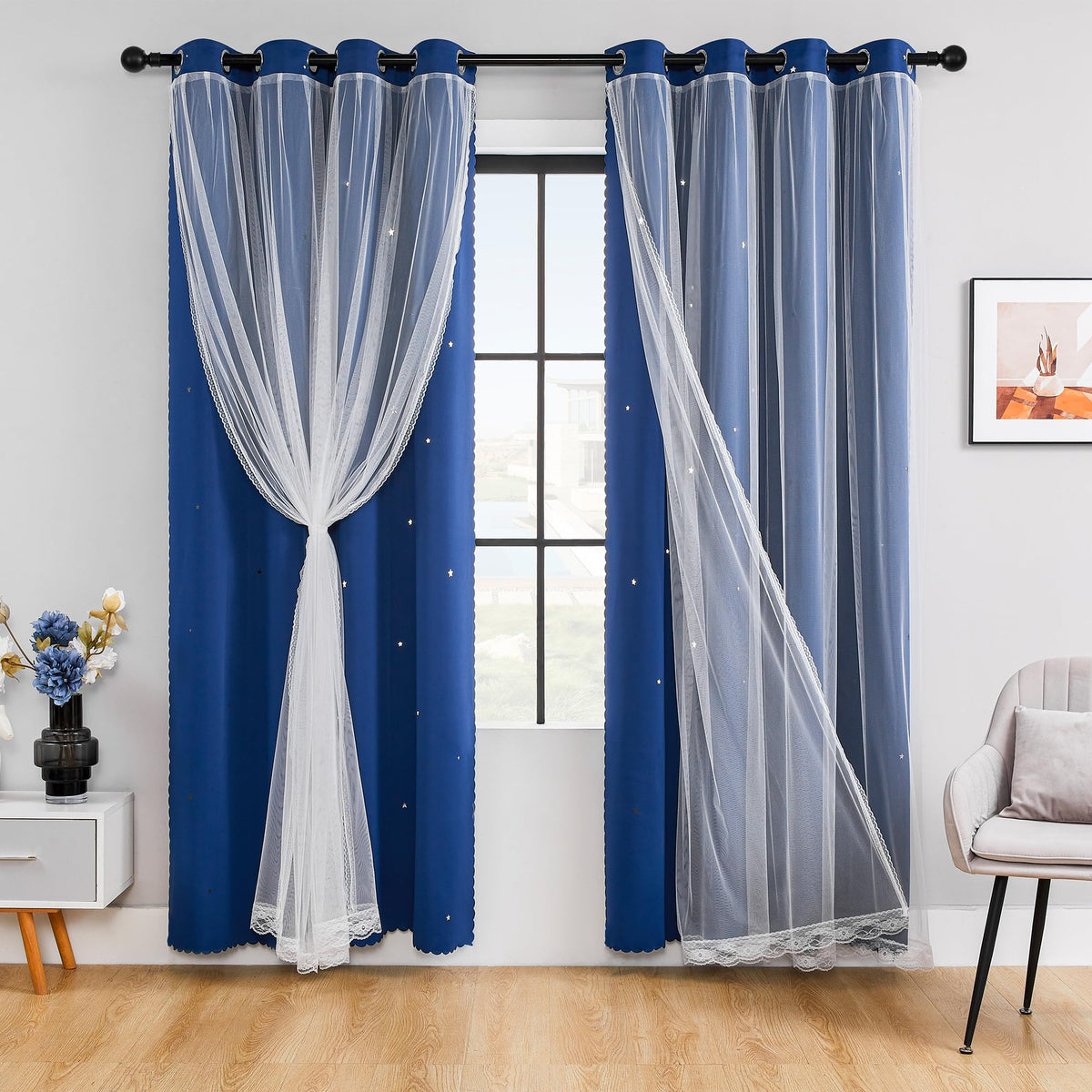 XiDi Blackout Curtains for Girls Bedroom Decor Pink Kids Rainbow Curtains