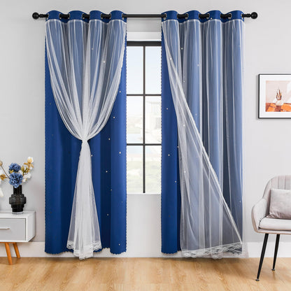 XiDi Blackout Curtains for Girls Bedroom Decor Pink Kids Rainbow Curtains