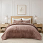 EverGrace Stripe Channel Luxury Velvet Quilt Set King Size, Beige Taupe