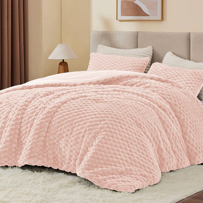 BEDELITE Fluffy Queen Comforter Set, Dark Grey Fleece Bed Set 3 Pieces