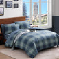 Plaid Full Size Comforter Set Blue Grey 7 Pieces Farmhouse Bed in a Bag
