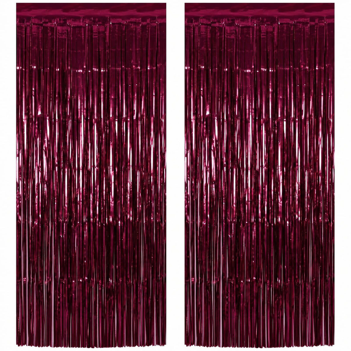 GCB 2Pack Black Metallic Tinsel Foil Fringe Curtain, Black Curtain Backdrop