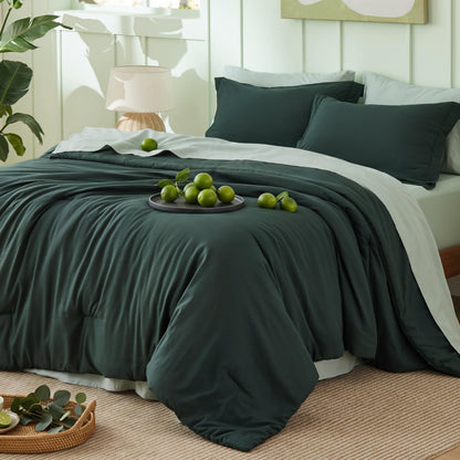 Bedsure Blue Bedding Set Queen Bed in a Bag Contrasting Bed 7 Pieces