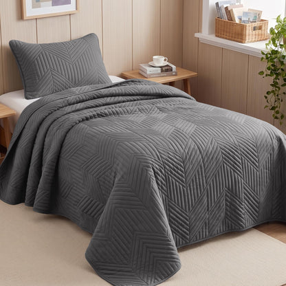 Exclusivo Mezcla Ultrasonic Full Queen Quilt Bedding Set, Beige Cream