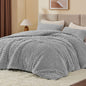 BEDELITE Fluffy Queen Comforter Set, Dark Grey Fleece Bed Set 3 Pieces