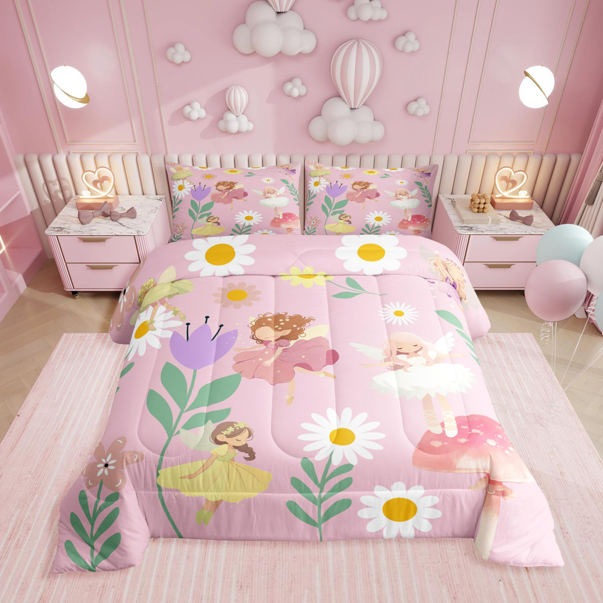 Erosebridal Cute Pink Bow Twin Bedding Set for Girls,Ribbon Bow Knot Comforter Set for Kids Kawaii Room Decor,Princess Bowknot Bed Set Girly Pink Bows Bedding Comforter Sets,1 Pillowcase