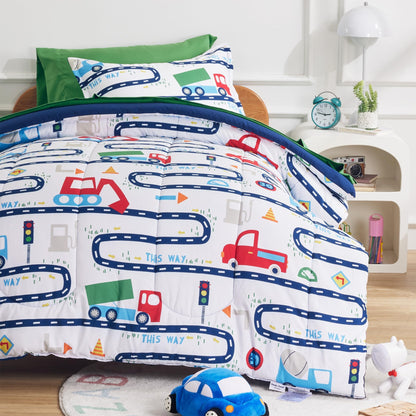 SLEEP ZONE Comforter Set Bed in A Bag, 7 Pieces Girls, Cattoon Pattern for Kids, Toddlers, Teens, Ultra Soft and Washable (Garden Secret,Full/Queen)