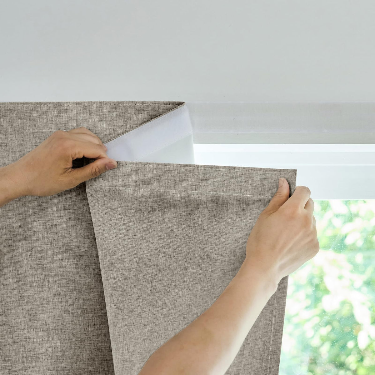 Jilron Adhesive Curtain,100% Blackout Curtains, No Drilling, Suitable for Multi-Scenes Privacy Protection (Black - W35 × L60 in)