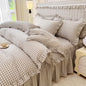LifeTB Queen Comforter Set Fluffy Plaid Checkered Pattern Modern Style Geometric Comforter with 2 Pillow Shams Grid Plaid Bedding Comforter for Boys Men All Season Queen Size Bed Comforter Set