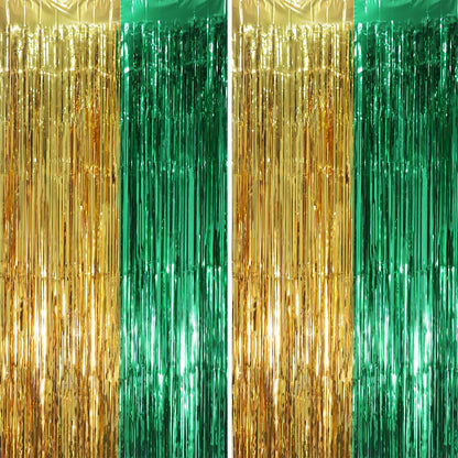 Voircoloria Laser Pink Foil Fringe Backdrop Curtains,3.3x6.6ft, 2 Pack