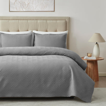 Hansleep Queen Quilt White Quilts Queen Size 3 Pieces (1 Quilt, 2 Shams)