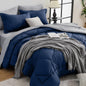 HEVUMYI 7-Piece Full Comforter Set, Dark Grey Bed in a Bag