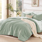 Litanika Floral Queen Comforter Set, 7 Peices Olive Green Bed in a Bag