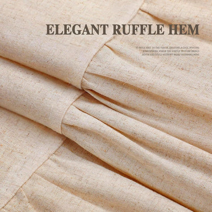 Farmhouse Shower Curtain Ruffle Linen Beige 72" W x 72" L