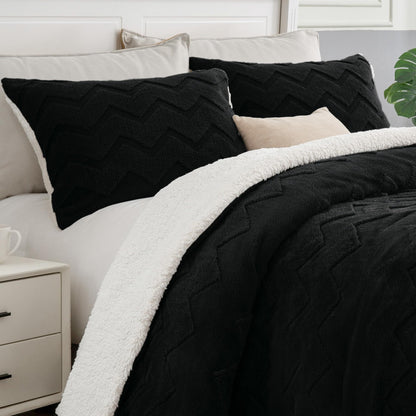BEDELITE Fluffy Sherpa Queen Comforter Set,Grey