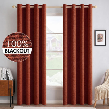 MIULEE 100% Blackout Linen Curtains for Bedroom 52x90 Inches Natural Beige