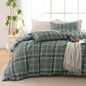 MUXHOMO Duvet Cover King Size, 3-Piece Floral Grey-Blue Bedding Set