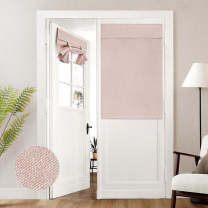 HOMEIDEAS 100% Blackout Linen Door Curtains for French Door 26x68 Inch
