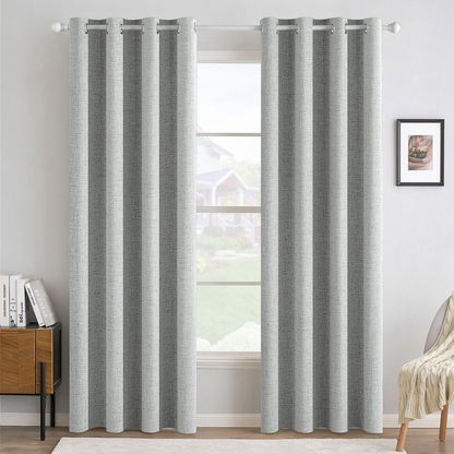 MIULEE 100% Blackout Linen Curtains for Bedroom 52x90 Inches Natural Beige