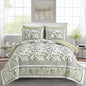Dobuyly Floral Queen Comforter Set, 7 Piece Bed in a Bag Queen Size Blue Flowers on White Botanical Bedding Set, Soft Microfiber Bedding Comforter Sets with Sheets for All Season