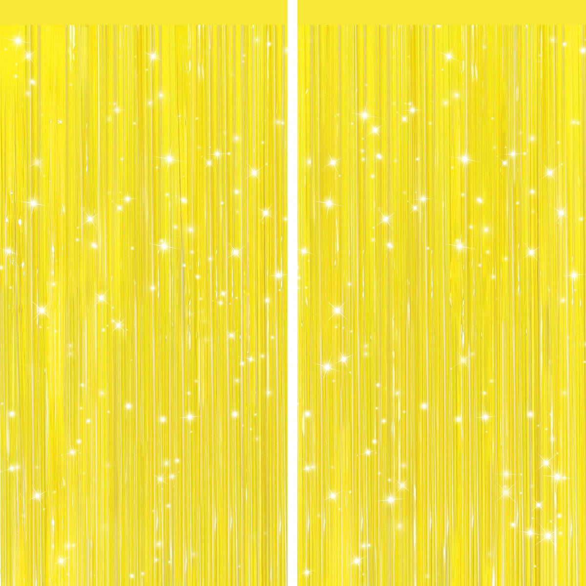 GCB 2Pack Black Metallic Tinsel Foil Fringe Curtain, Black Curtain Backdrop