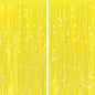 GCB 2Pack Black Metallic Tinsel Foil Fringe Curtain, Black Curtain Backdrop