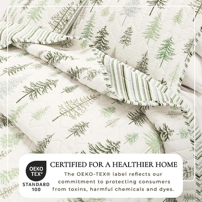 Great Bay Home Lodge Quilt Set - 3-Piece Full/Queen Size Rustic Bedding Set - Lightweight, All-Season, Reversible Bedspread (Lodge Trees)