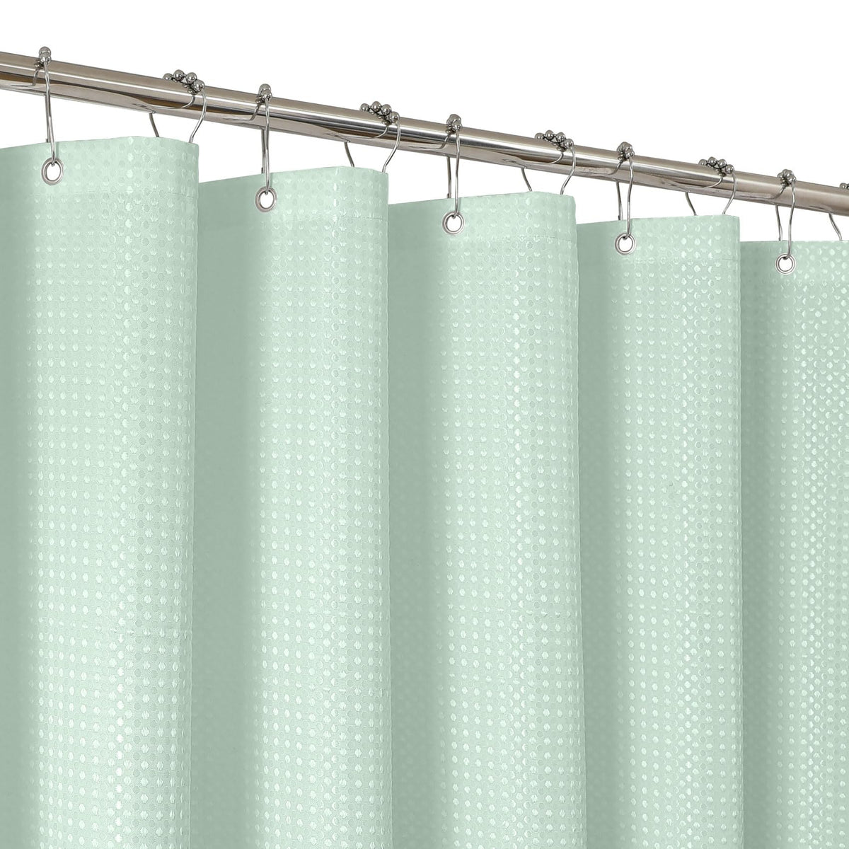 2-in-1 Waterproof Fabric Shower Curtain - No Separate Liner Needed, Hotel-Style Waffle Weave, Effortless Cleaning & Washable Bathroom Shower Curtain Set,72Wx72H,White