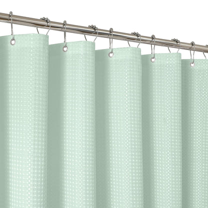 2-in-1 Waterproof Fabric Shower Curtain - No Separate Liner Needed, Hotel-Style Waffle Weave, Effortless Cleaning & Washable Bathroom Shower Curtain Set,72Wx72H,White