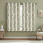 Boho Floral 100% Blackout Curtains 84 Inch 2 Panels Linen Texture