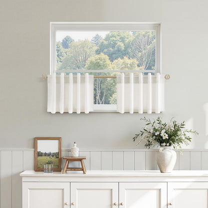 Nanspring Linen Kitchen Window Curtains Over Sink for Cafe 36x36 Inch Cream