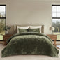 EverGrace Stripe Channel Luxury Velvet Quilt Set King Size, Beige Taupe