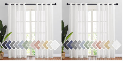 NICETOWN Semi Sheer Linen Ivory Curtains for Bedroom, W52xL84, 2 Panels
