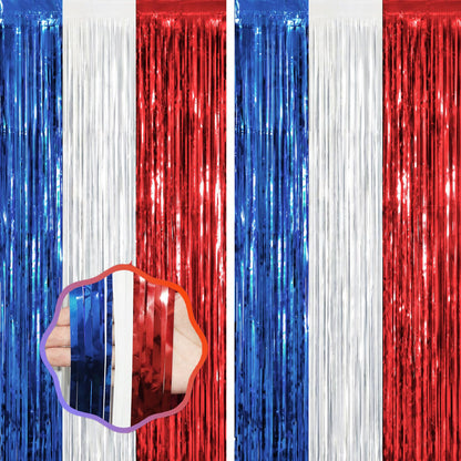 Voircoloria Laser Pink Foil Fringe Backdrop Curtains,3.3x6.6ft, 2 Pack