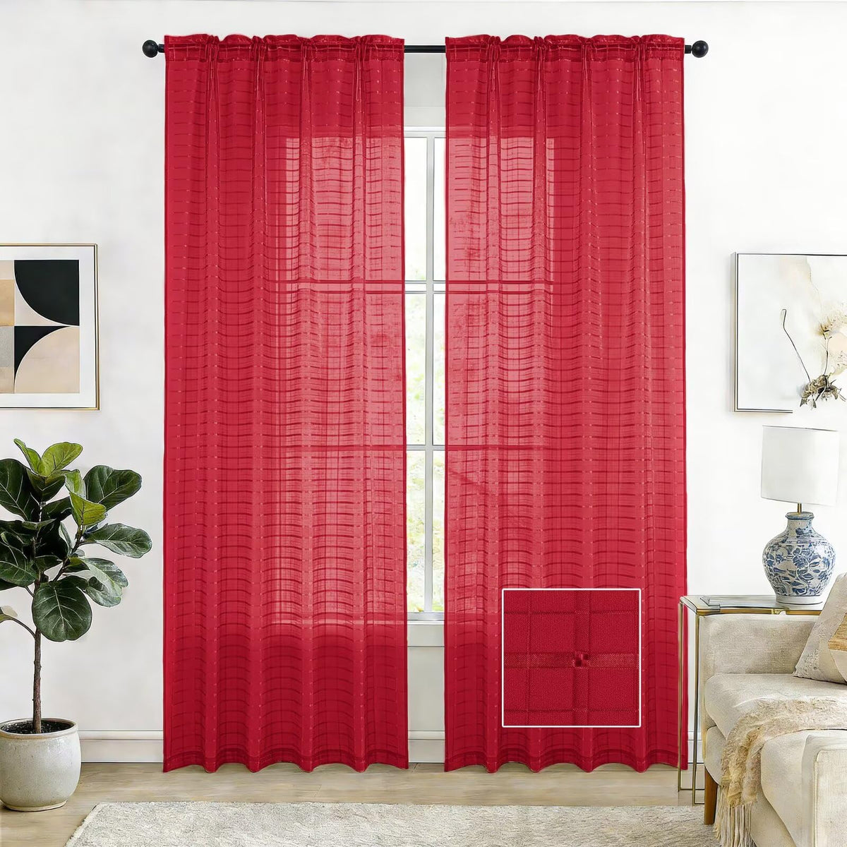 SpaceDresser Sheer Voile Curtains for Living Room 84 Inch Long 2 Panels
